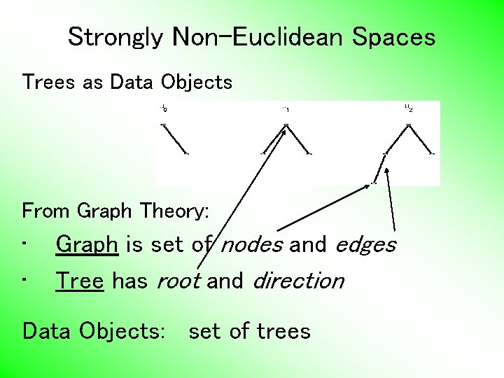 Strongly Non-Euclidean Spaces Trees as Data Objects From Graph Theory: • • Graph is