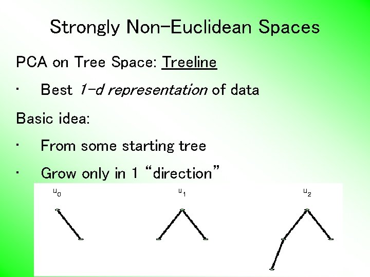 Strongly Non-Euclidean Spaces PCA on Tree Space: Treeline • Best 1 -d representation of