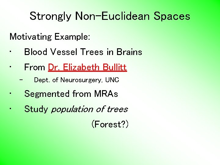 Strongly Non-Euclidean Spaces Motivating Example: • Blood Vessel Trees in Brains • From Dr.