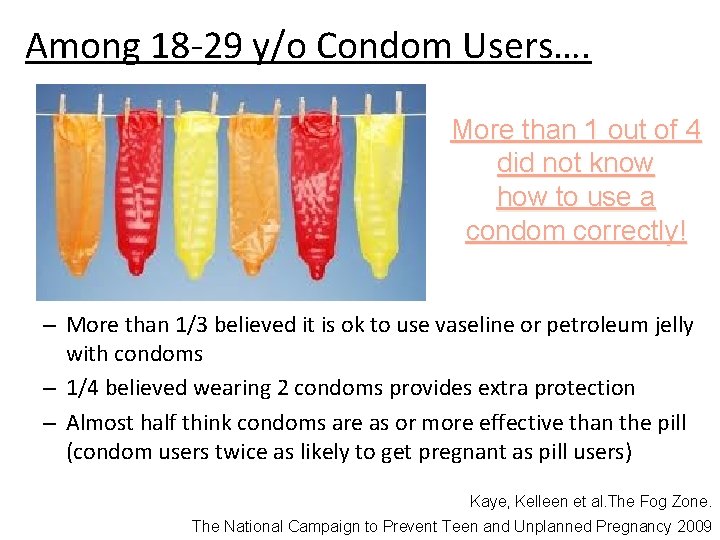 Among 18 -29 y/o Condom Users…. More than 1 out of 4 did not Among 18 -29 y/o Condom Users…. More than 1 out of 4 did not