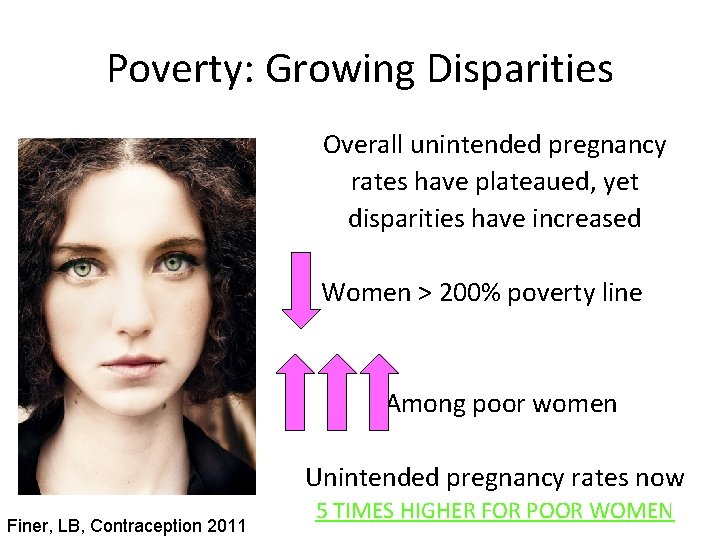 Poverty: Growing Disparities Overall unintended pregnancy rates have plateaued, yet disparities have increased Women Poverty: Growing Disparities Overall unintended pregnancy rates have plateaued, yet disparities have increased Women