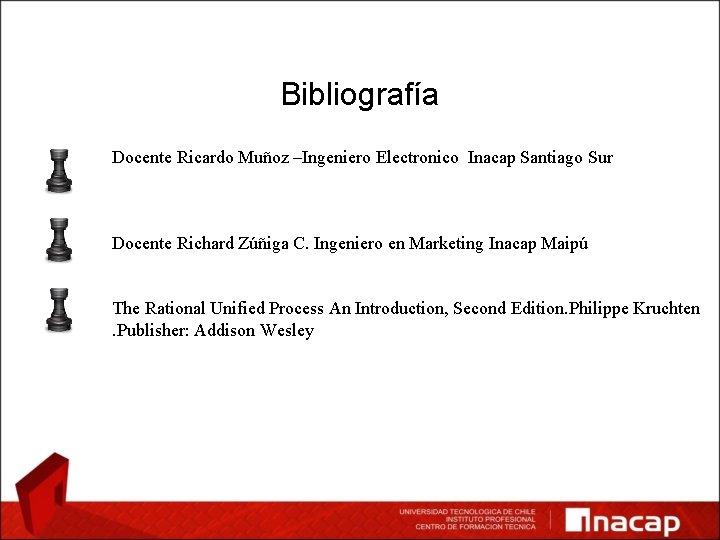 Bibliografía Docente Ricardo Muñoz –Ingeniero Electronico Inacap Santiago Sur Docente Richard Zúñiga C. Ingeniero