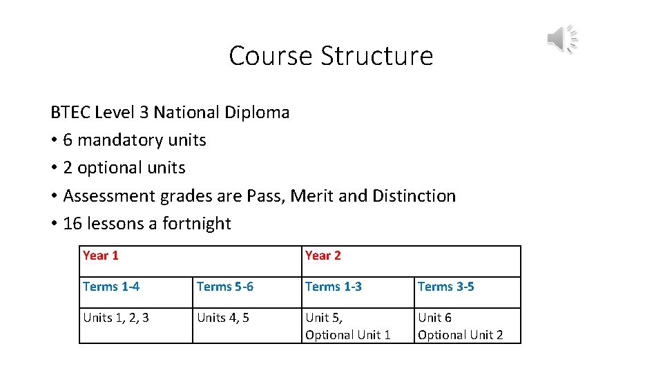 Course Structure BTEC Level 3 National Diploma • 6 mandatory units • 2 optional Course Structure BTEC Level 3 National Diploma • 6 mandatory units • 2 optional