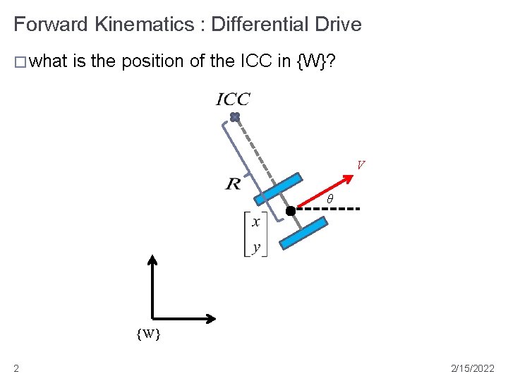 Forward Kinematics : Differential Drive � what is the position of the ICC in