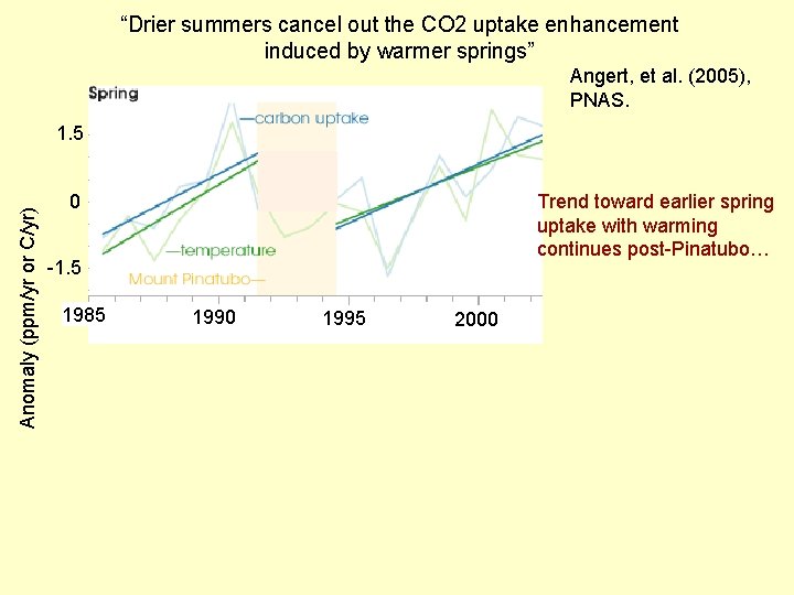 “Drier summers cancel out the CO 2 uptake enhancement induced by warmer springs” Angert,