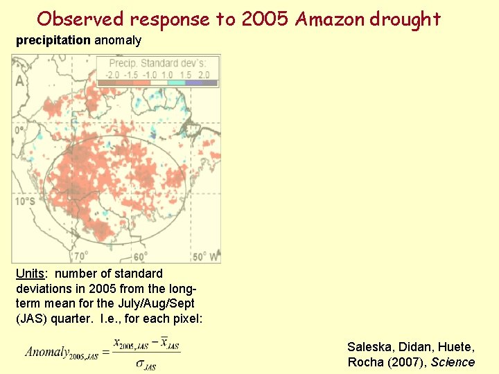 Observed response to 2005 Amazon drought precipitation anomaly Units: number of standard deviations in