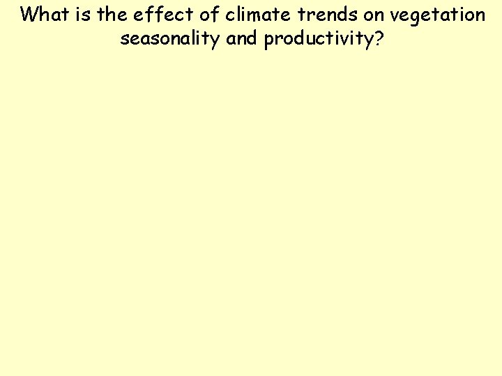 What is the effect of climate trends on vegetation seasonality and productivity? 