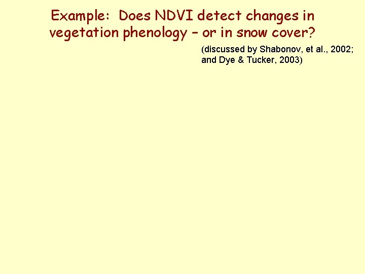 Example: Does NDVI detect changes in vegetation phenology – or in snow cover? (discussed