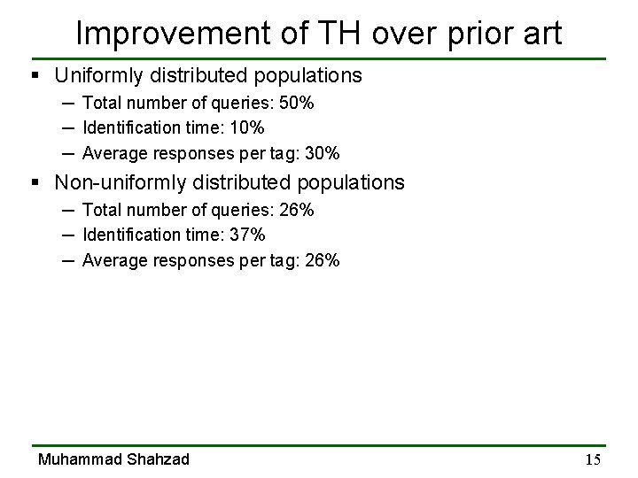 Improvement of TH over prior art § Uniformly distributed populations ─ Total number of