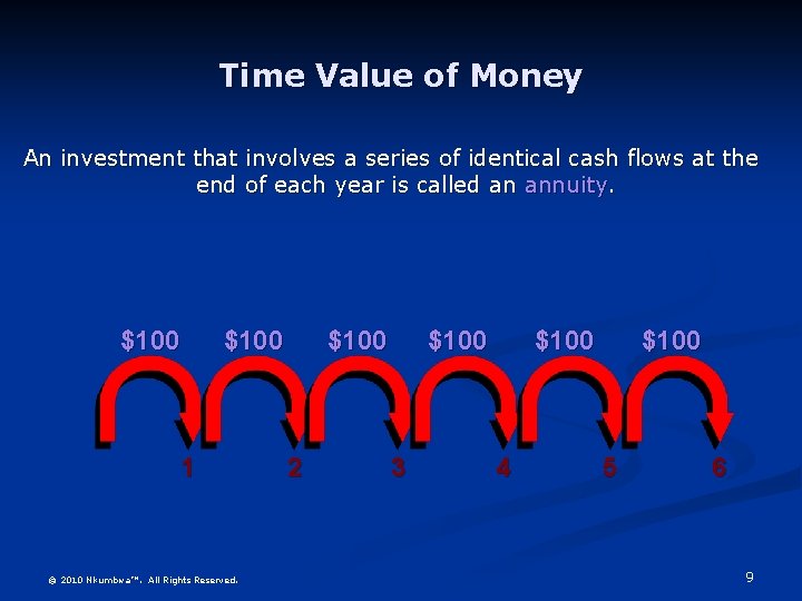 Time Value of Money An investment that involves a series of identical cash flows