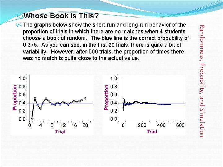  Whose Book is This? Randomness, Probability, and Simulation The graphs below show the