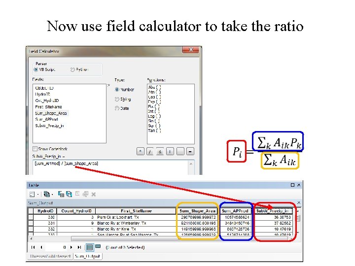 Now use field calculator to take the ratio 