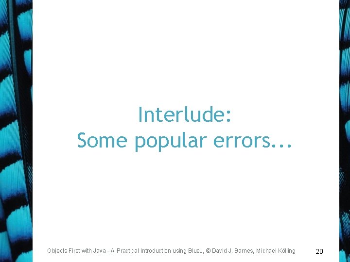Interlude: Some popular errors. . . Objects First with Java - A Practical Introduction
