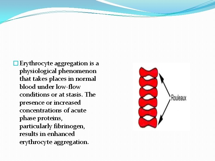 �Erythrocyte aggregation is a physiological phenomenon that takes places in normal blood under low-flow