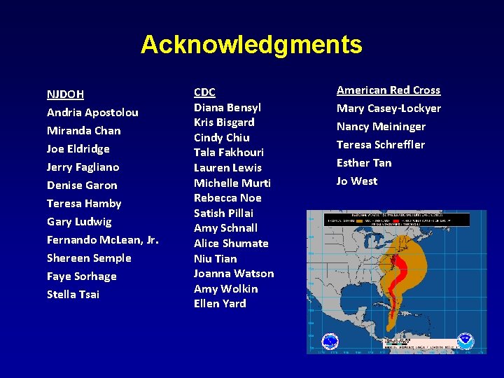 Acknowledgments NJDOH Andria Apostolou Miranda Chan Joe Eldridge Jerry Fagliano Denise Garon Teresa Hamby