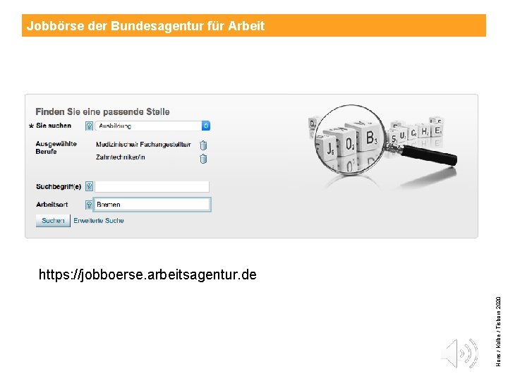 Jobbörse der Bundesagentur für Arbeit Hons / Kolbe / Tisborn 2020 https: //jobboerse. arbeitsagentur.