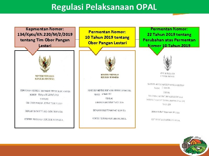 Regulasi Pelaksanaan OPAL Kepmentan Nomor: 134/Kpts/KN. 220/M/2/2019 tentang Tim Obor Pangan Lestari Permentan Nomor: