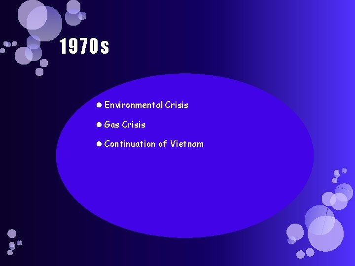 1970 s Environmental Crisis Gas Crisis Continuation of Vietnam 