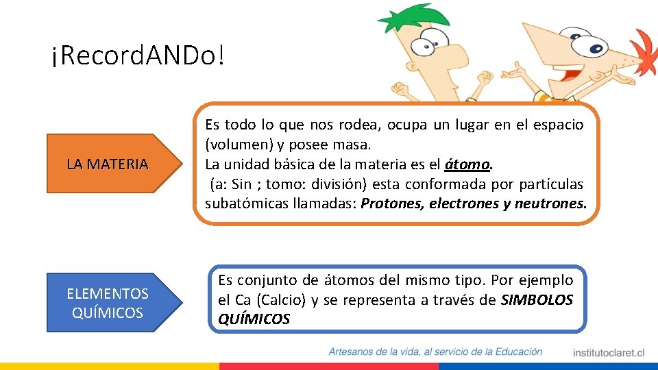 ¡Record. ANDo! LA MATERIA Es todo lo que nos rodea, ocupa un lugar en