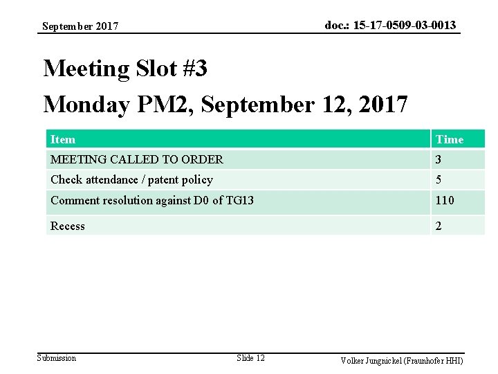 doc. : 15 -17 -0509 -03 -0013 September 2017 Meeting Slot #3 Monday PM