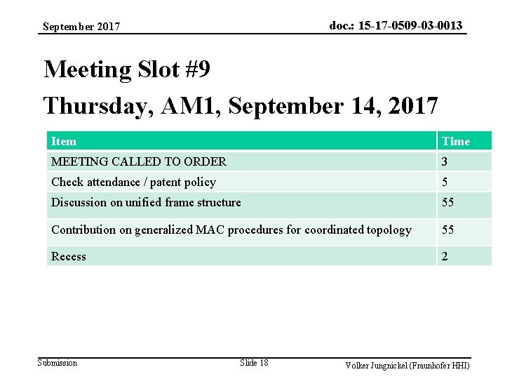 doc. : 15 -17 -0509 -03 -0013 September 2017 Meeting Slot #9 Thursday, AM