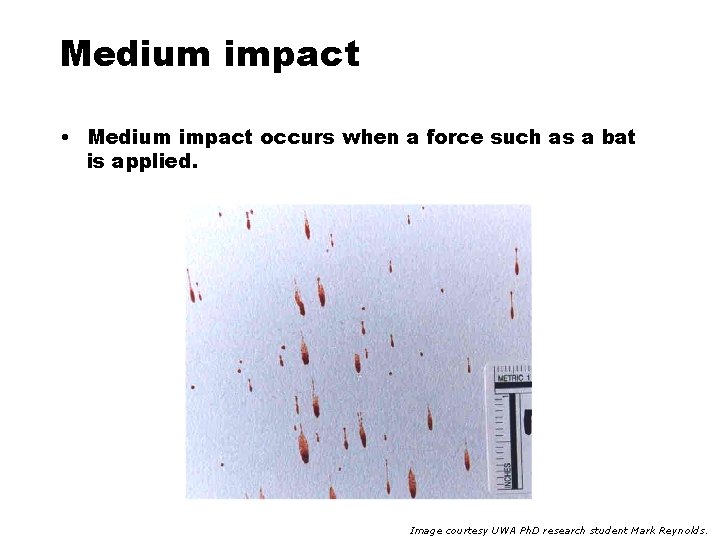 Medium impact • Medium impact occurs when a force such as a bat is