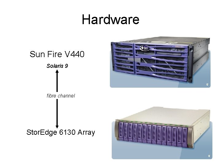 Hardware Sun Fire V 440 Solaris 9 fibre channel Stor. Edge 6130 Array 