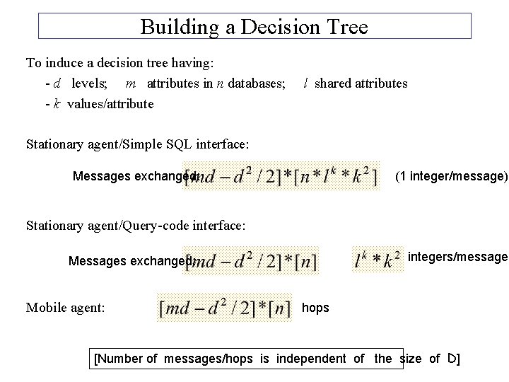 Building a Decision Tree To induce a decision tree having: - d levels; m