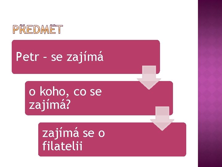 Petr – se zajímá o koho, co se zajímá? zajímá se o filatelii 