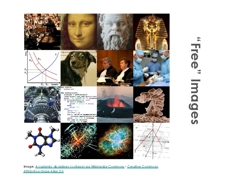 “Free” Images Image: Academic disciplines (collage) via Wikimedia Commons - Creative Commons Attribution-Share Alike