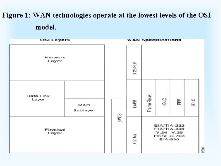 Figure 1: WAN technologies operate at the lowest levels of the OSI model. 