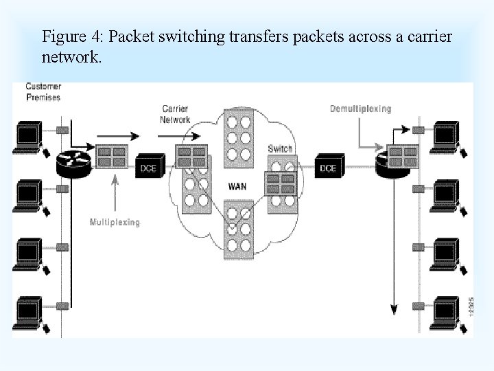 Figure 4: Packet switching transfers packets across a carrier network. 
