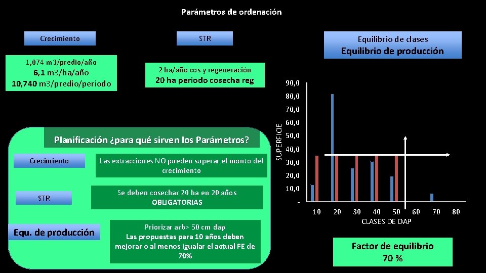 Parámetros de ordenación Crecimiento Equilibrio de clases STR Equilibrio de producción 1, 074 m