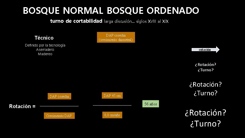 BOSQUE NORMAL BOSQUE ORDENADO turno de cortabilidad Técnico larga discusión… siglos XVIII al XIX