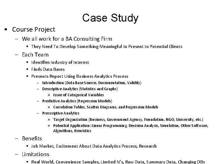 Case Study • Course Project – We all work for a BA Consulting Firm