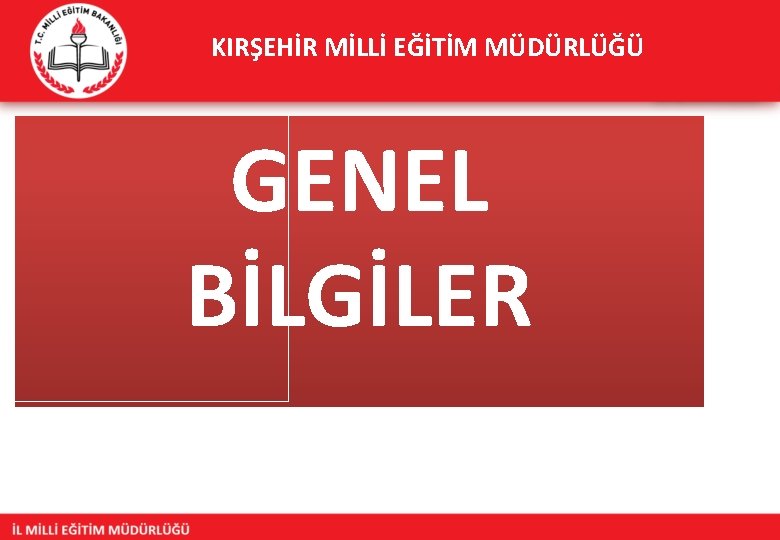 KIRŞEHİR MİLLİ EĞİTİM MÜDÜRLÜĞÜ GENEL BİLGİLER 