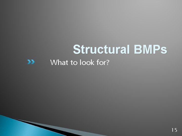 Structural BMPs What to look for? 15 