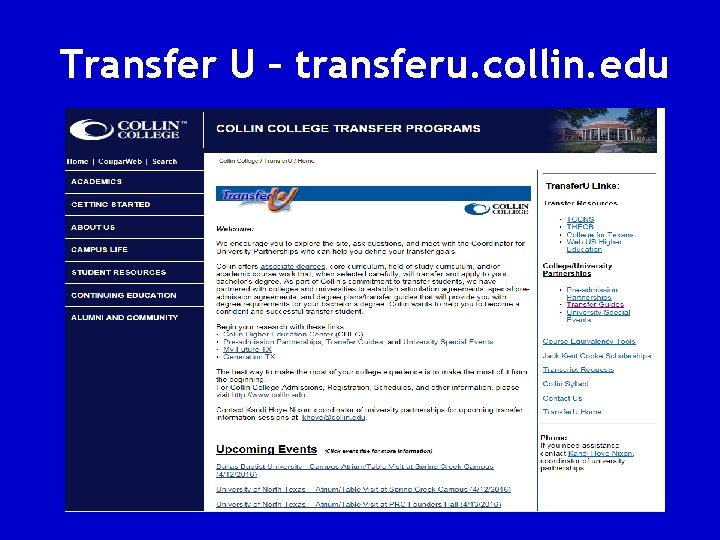 Transfer U – transferu. collin. edu 