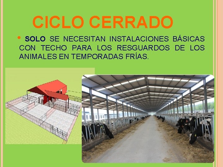  • CICLO CERRADO SOLO SE NECESITAN INSTALACIONES BÁSICAS CON TECHO PARA LOS RESGUARDOS