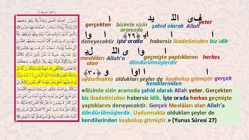  ﺍ gerçekten ﻳﺪ bizimle sizin aranızda ﻑﻯ ﺍﻟﻠ yeter şahid olarak Allah ﴾٢٩﴿