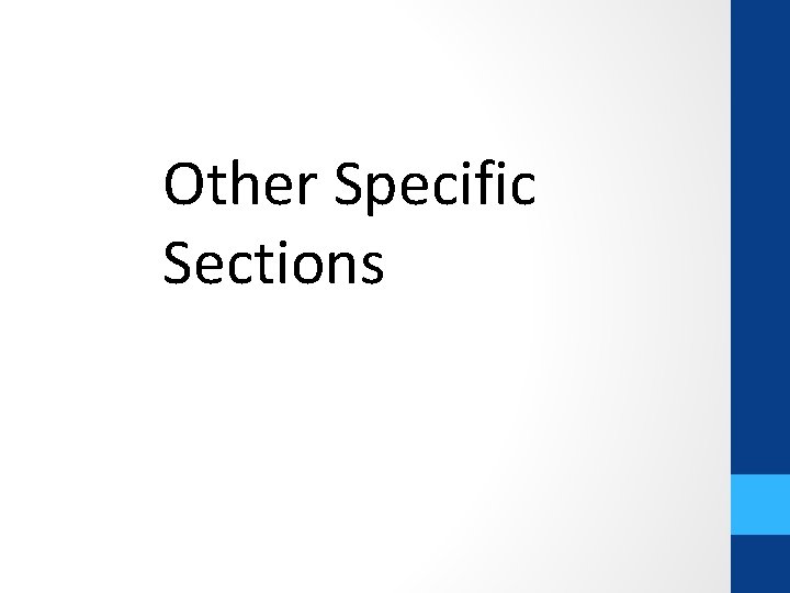 Other Specific Sections 