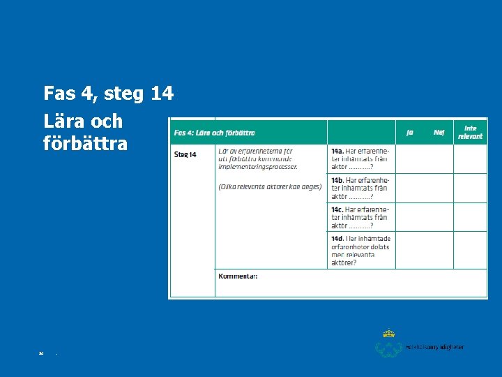 Fas 4, steg 14 Lära och förbättra Sid . 