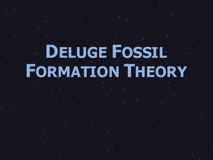 DELUGE FOSSIL FORMATION THEORY 