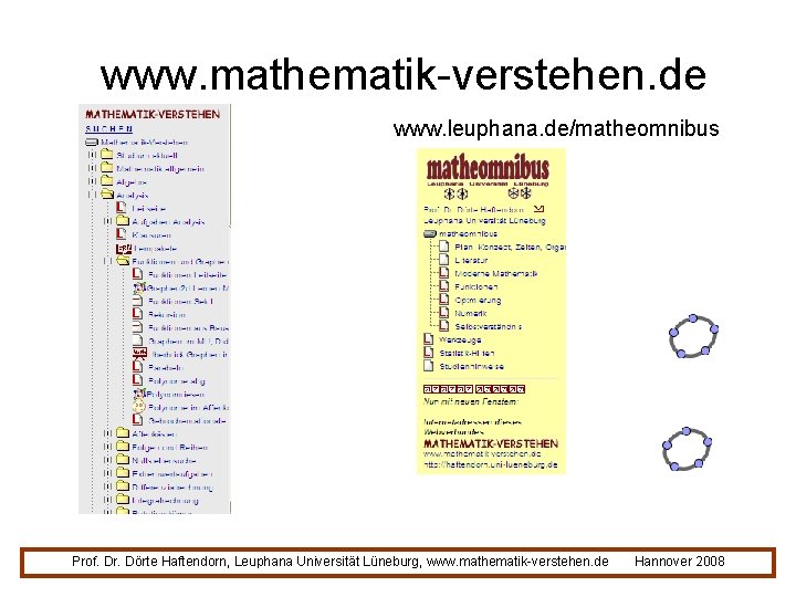 www. mathematik-verstehen. de www. leuphana. de/matheomnibus Prof. Dr. Dörte Haftendorn, Leuphana Universität Lüneburg, www.