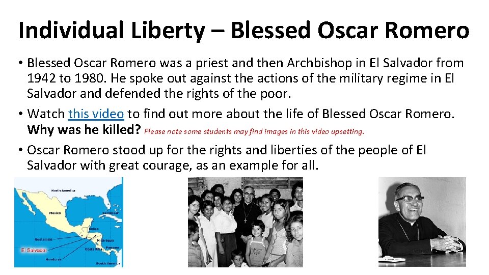 Individual Liberty – Blessed Oscar Romero • Blessed Oscar Romero was a priest and