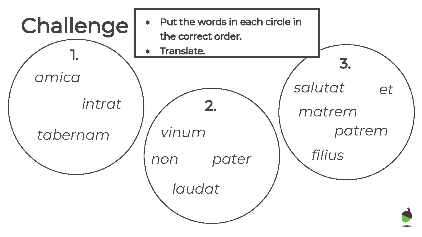 Challenge ● 1. ● Put the words in each circle in the correct order.