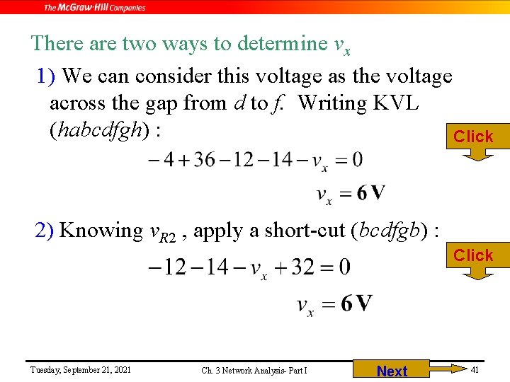 There are two ways to determine vx 1) We can consider this voltage as