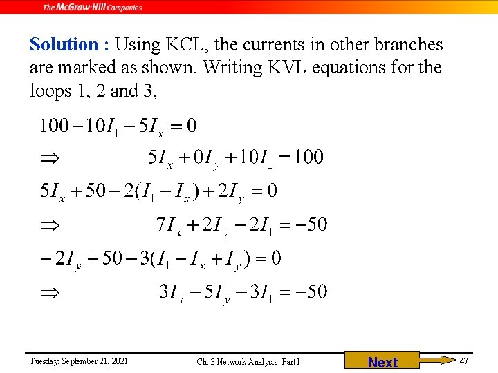 Solution : Using KCL, the currents in other branches are marked as shown. Writing