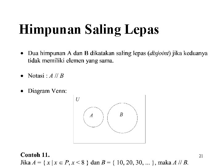Himpunan Saling Lepas 21 