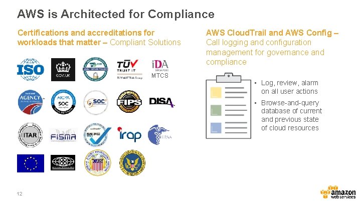 AWS is Architected for Compliance Certifications and accreditations for workloads that matter – Compliant